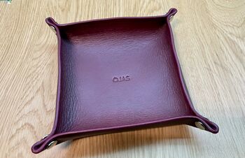 Personalised Burgundy Leather Desk Accessories Tray, 3 of 12
