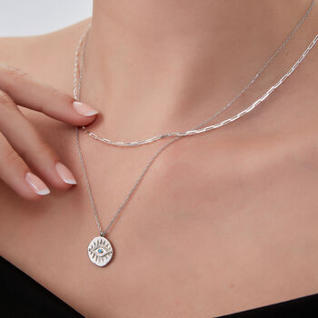 Rectangular Link Chain Necklace Sterling Silver, 2 of 4