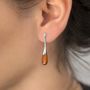 Sterling Silver Contemporary Amber Teardrop Studs, thumbnail 2 of 4