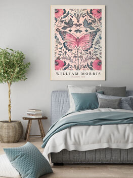 William Morris Pink Pastel Butterfly Art Print, 3 of 3