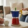 Italian Moka Pot Espresso Maker In Blue And Red, thumbnail 5 of 5