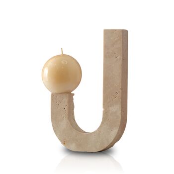 Handmade Travertine J Shaped Candle Holder, 2 of 2