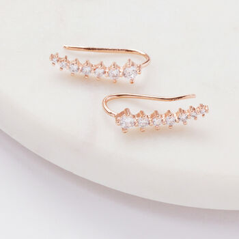 Rose Gold Plated Crystal Ear Climber Women's Earrings, 3 of 3