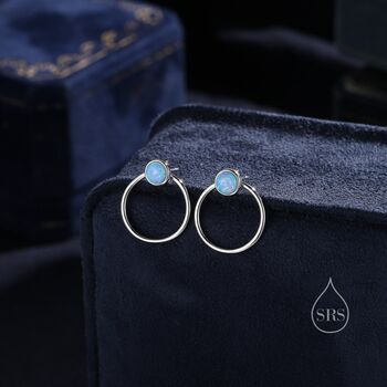 Double Circle Blue Opal Ear Jacket In Sterling Silver, 6 of 12