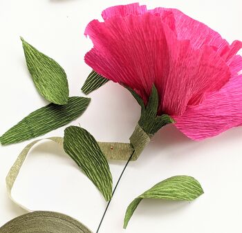 Pink Crepe Paper Flower Craft Kit, 4 of 5
