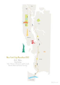 New York City Marathon Route Map Personalised Art Print, 4 of 7