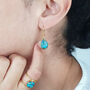 Blue Turquoise Gold Plated Teardrop Hook Earrings, thumbnail 2 of 5