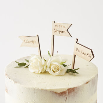 Personalised Wooden Flags Cake Topper, 7 of 8
