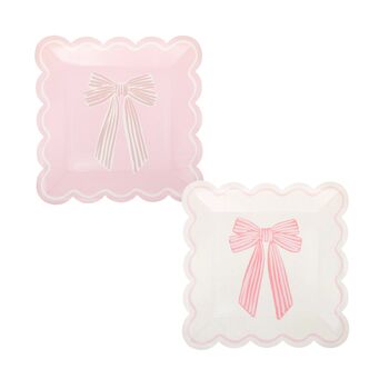 Large Pink Bows Party Plates X Eight, 2 of 4