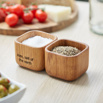 Personalised Solid Oak Pinch Pot Or Pot Set, 2 of 12