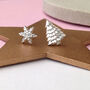 Sterling Silver Christmas Tree And Snowflake Mismatched Earrings, thumbnail 1 of 7