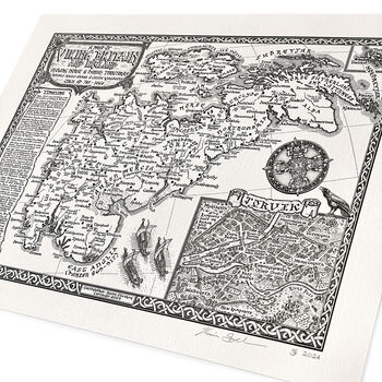 Viking Britain Map Hand Drawn Fine Art Print, 3 of 12