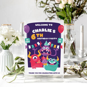 Monsters Kids Birthday Party Selfie Frame And Sign, 6 of 6