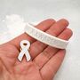 White Awareness Ribbon Bracelet Wristband, thumbnail 3 of 8