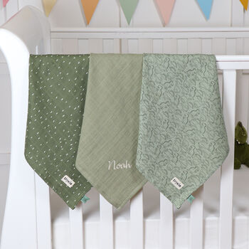 Personalised Trixie Daring Dino Three Pack Muslin Cloths, 2 of 5