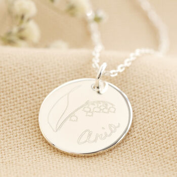 Personalised Engraved Birth Flower Disc Necklace, 5 of 11