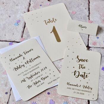 Star Wedding Gold Foil Table Card, 4 of 4