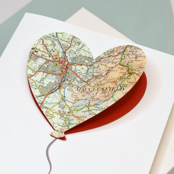 Personalised Map Heart Balloon Valentine's Card, 7 of 11