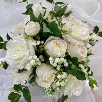 The Charlotte, White Rose And Sage Green Bridal Bouquet, 3 of 12