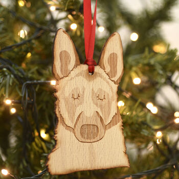 German Shepherd Dog Wooden Christmas Tree Decoration, 3 of 5