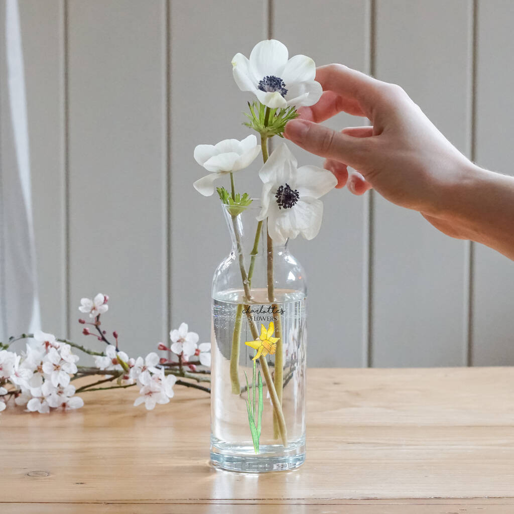 Personalised Single Birth Flower Glass Vase, 1 of 4