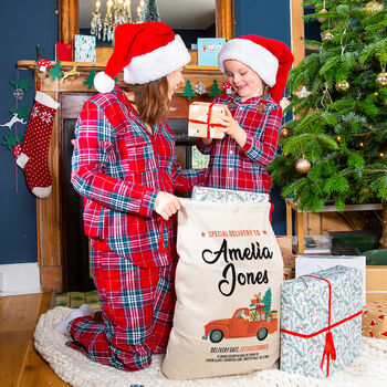 Personalised Special Delivery Santa Car Christmas Sack, 2 of 5