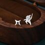 Sterling Silver Mismatched Ninja And Ninja Shuriken Star Stud Earrings, thumbnail 4 of 12