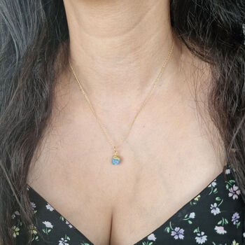 Raw Aquamarine Gold Plated March Birthstone Necklace, 2 of 4
