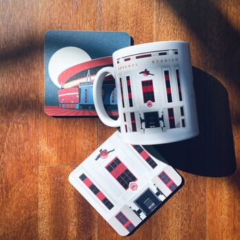 Arsenal Mugs And Coaster Set. London Stadium Architecture Art, 3 of 8