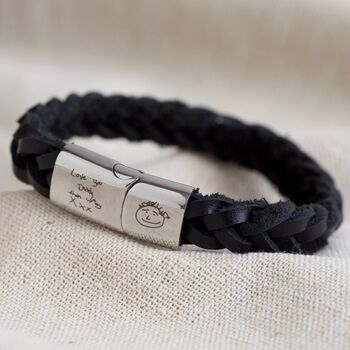 Personalised Men's Thick Woven Leather Bracelet, 5 of 12