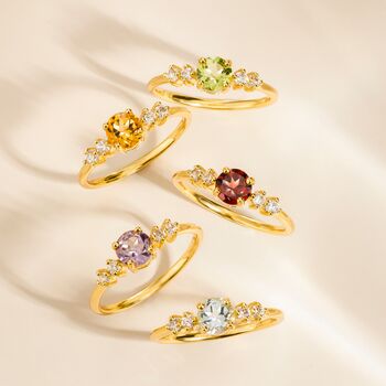 Citrine Five Stone Ring In Sterling Silver And Gold Vermeil, 5 of 11