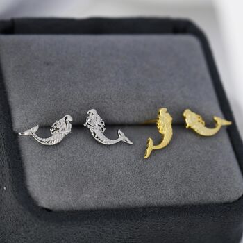 Sterling Silver Tiny Mermaid Stud Earrings, 3 of 12
