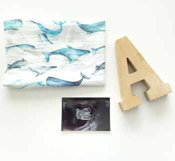 Organic Whale Print Baby Muslin, 3 of 4
