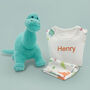 Dinosaur Soft Toy And Personalised Pyjamas, Aqua, thumbnail 1 of 8