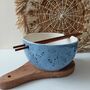Speckled Blue Noodle Bowl With Chopsticks, thumbnail 1 of 10