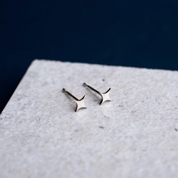 Sterling Silver Dainty Star Stud Earrings, 5 of 8