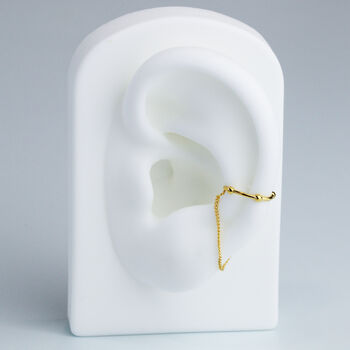 Sterling Silver Chain Loop Dangle Ear Cuff, 3 of 4