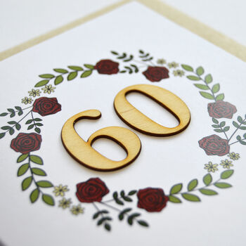 Floral 60th Birthday Wooden Illustrated Card, 2 of 2