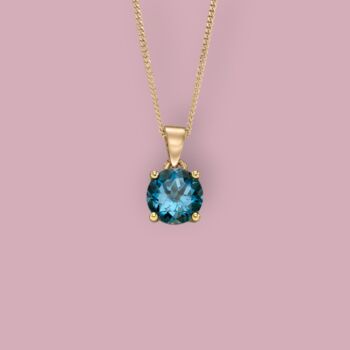 Genuine London Blue Topaz Necklace In 9ct Gold, 4 of 12