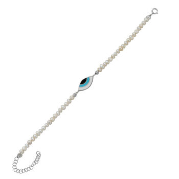 Pearl Evil Eye Sterling Silver Bracelet, 9 of 10