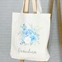 Blue Floral Personalised Tote Bag, thumbnail 1 of 3