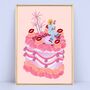 Personalised Lips Birthday Cake Illustration Art Print, thumbnail 6 of 9