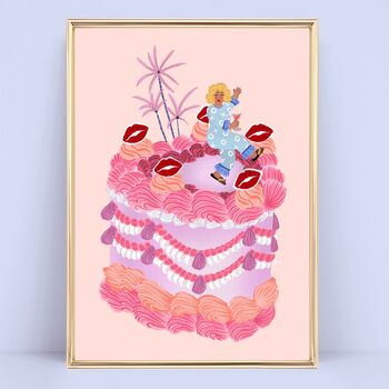 Personalised Lips Birthday Cake Illustration Art Print, 6 of 9