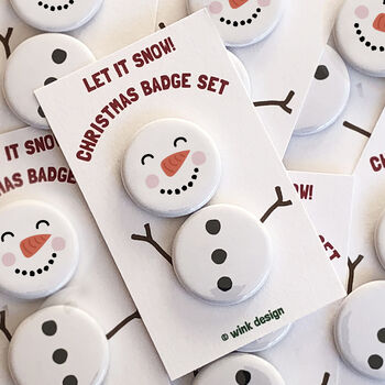 Let It Snow Fun Snowman Christmas Badge Set, 3 of 5