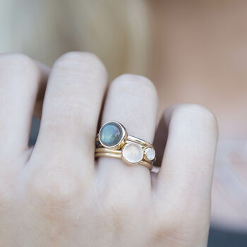 Solid Gold Labradorite Frozen Stacking Rings, 5 of 8