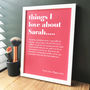 Personalised Things We Love About Friend Gift, thumbnail 1 of 4