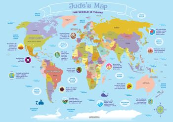Personalised Kids World Map Canvas, 4 of 4
