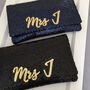 Black Or Navy Sequin Mrs Initial Clutch, thumbnail 3 of 8