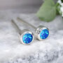 Mini Sterling Silver Ocean Blue Opal Stud Earrings, thumbnail 3 of 11