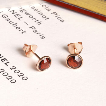 Gemstone Stud Earrings In Rose Gold Vermeil Plated, 11 of 12